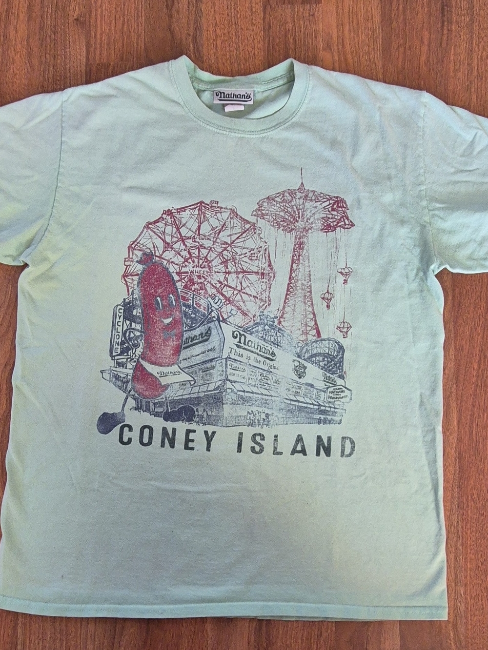 Vintage Nathan's Coney Island Graphic Tee - Mint Green